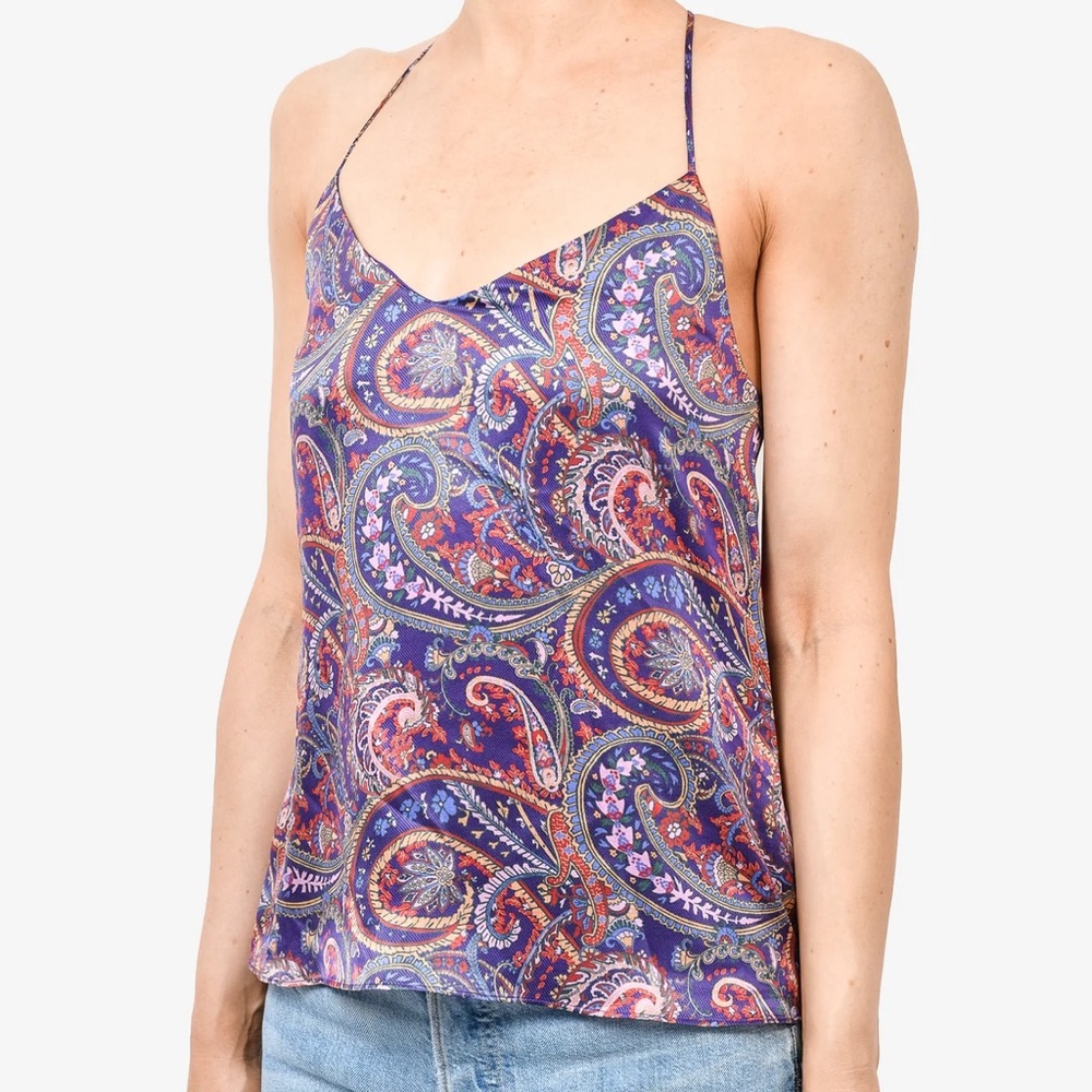 L'Agence Silk Paisley Print Tank Top.